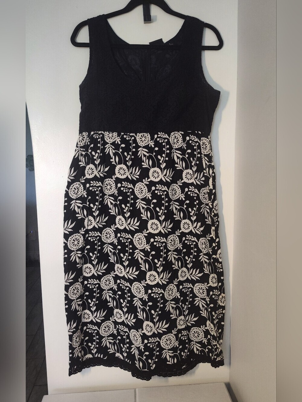 A.L.C. Black and White Floral Midi Dress #281